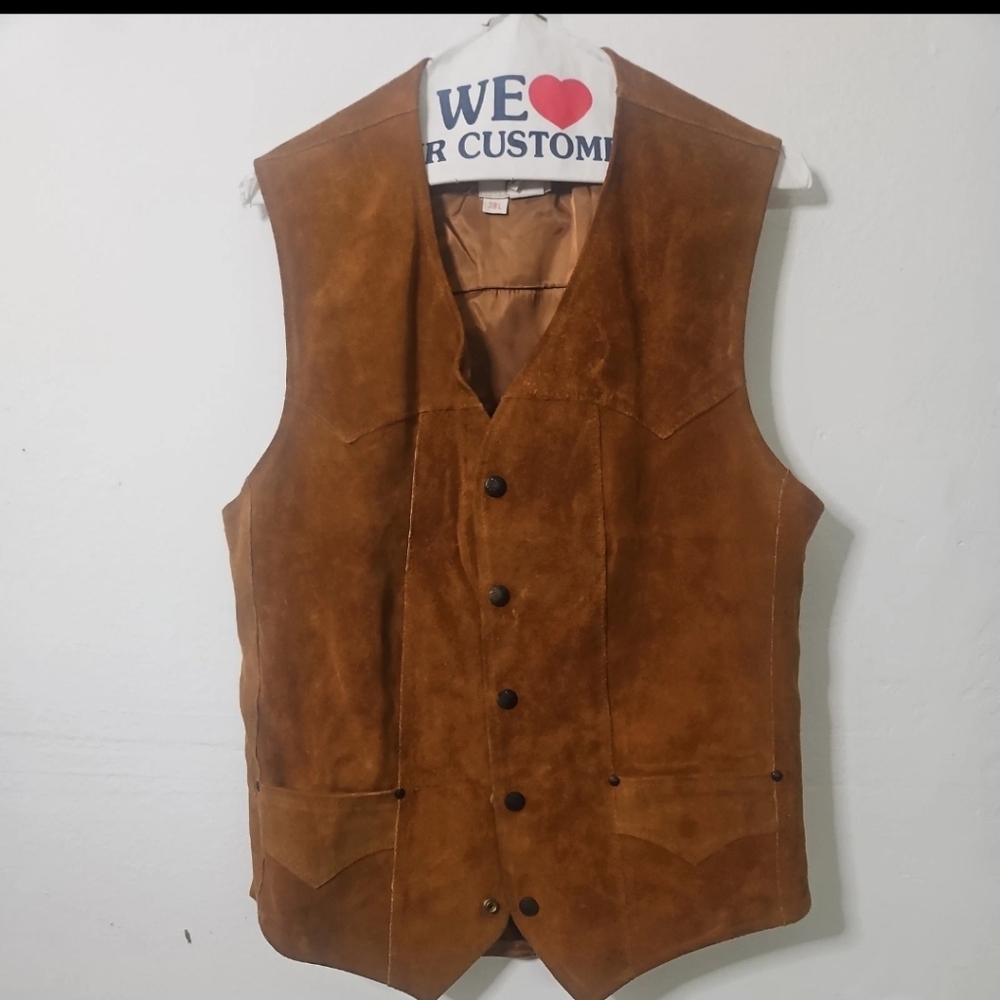 Marlboro Vintage RARE Mens Leather Vest Size L